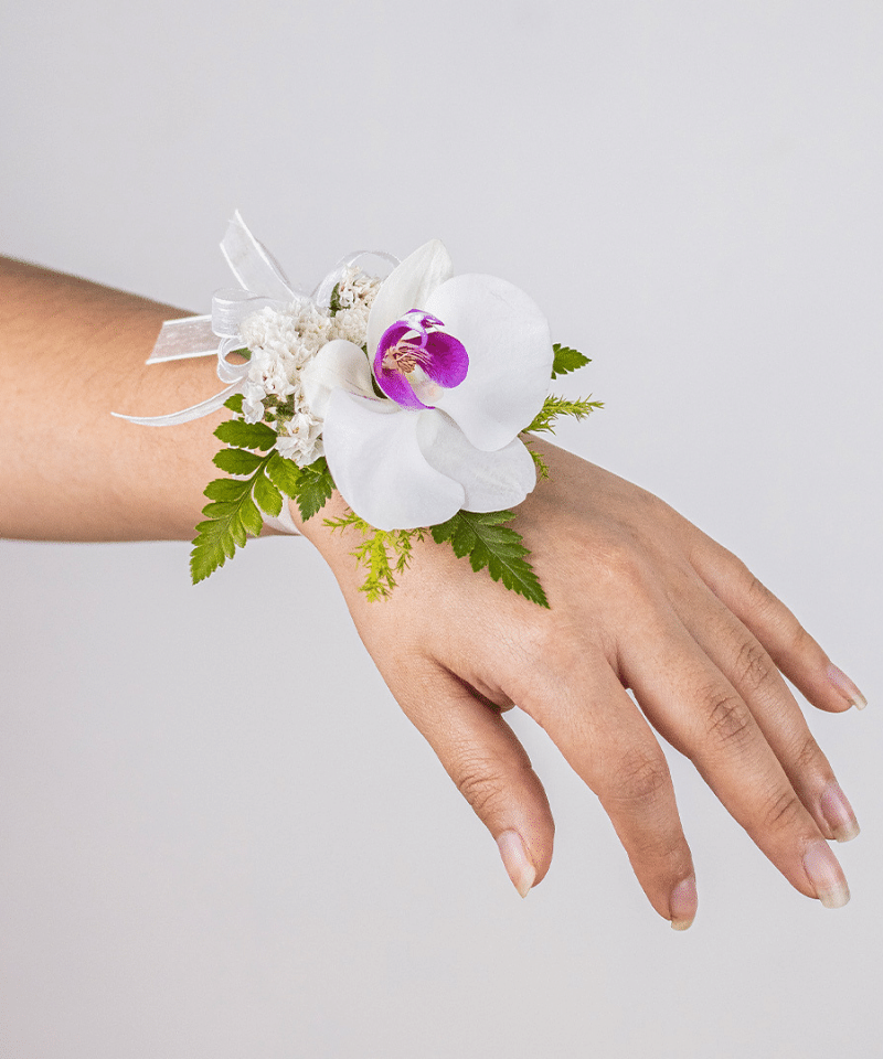 Corsage Orquídea Blanca y Lila